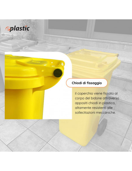 Bidone carrellato monocolore 120 litri per raccolta differenziata