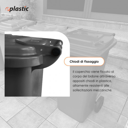 Bidone carrellato monocolore 120 litri per...