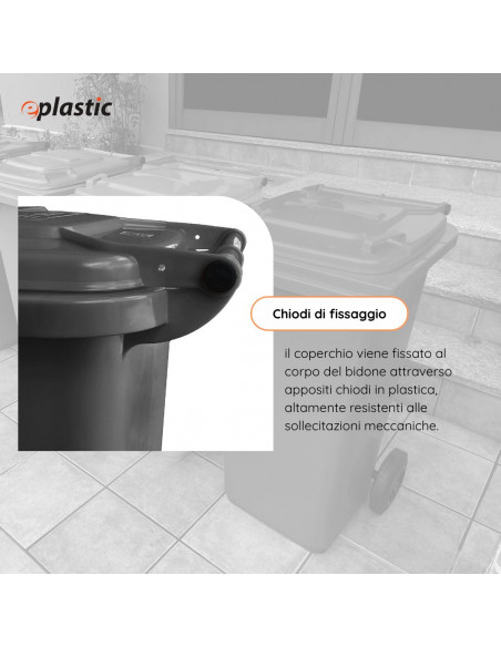 Bidone carrellato monocolore 120 litri per raccolta differenziata