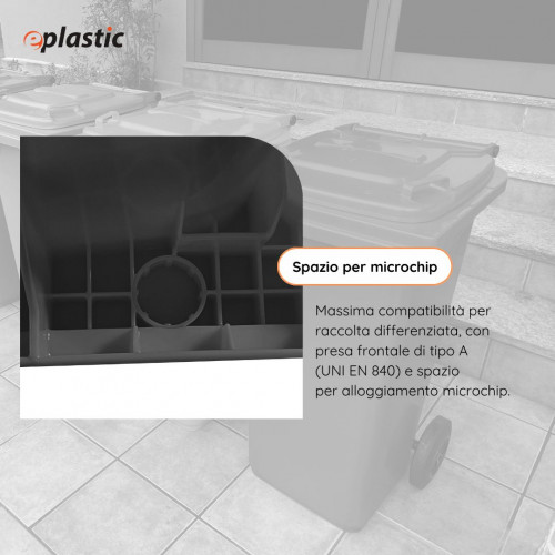 Bidone carrellato monocolore 120 litri per...