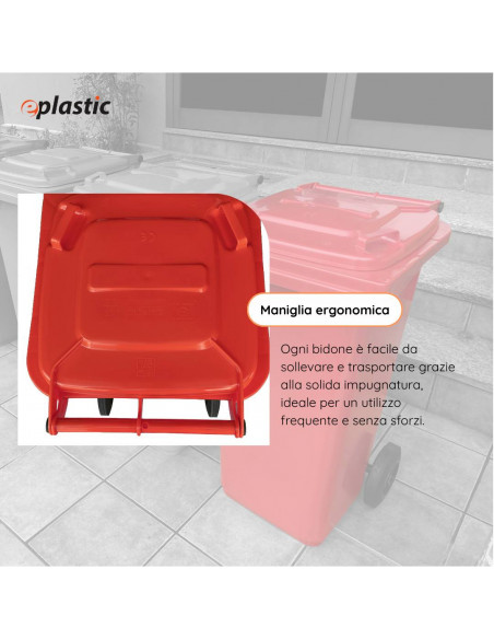 Bidone carrellato monocolore 120 litri per raccolta differenziata