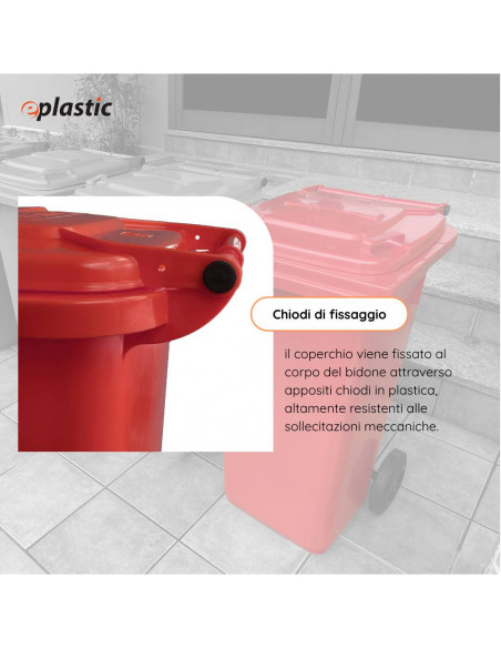 Bidone carrellato monocolore 120 litri per raccolta differenziata