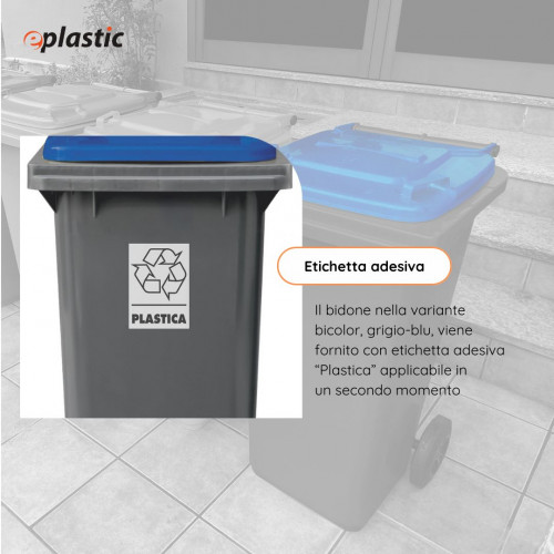 Bidone carrellato bicolor 240 litri per...