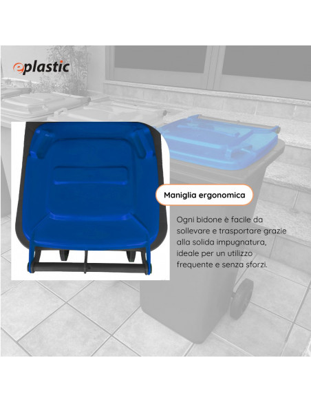 Bidone carrellato bicolor 240 litri per raccolta differenziata