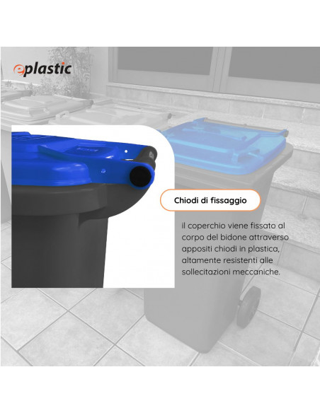 Bidone carrellato bicolor 240 litri per raccolta differenziata