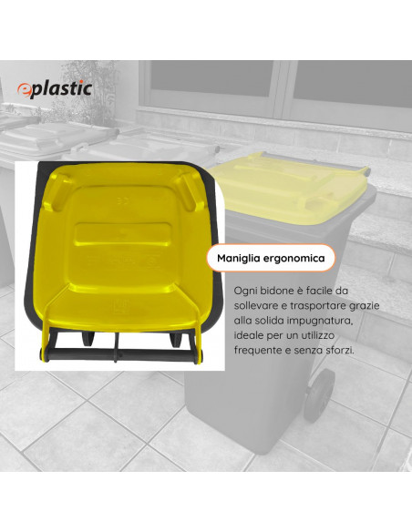 Bidone carrellato bicolor 240 litri per raccolta differenziata