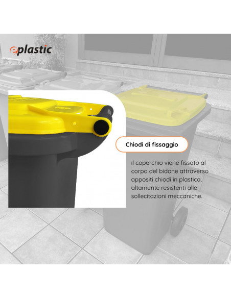 Bidone carrellato bicolor 240 litri per raccolta differenziata