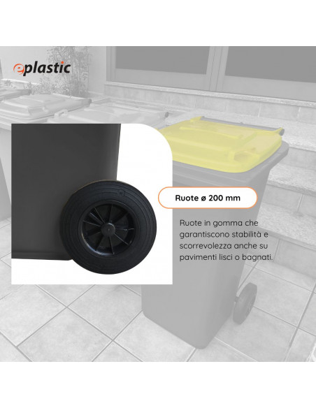 Bidone carrellato bicolor 240 litri per raccolta differenziata