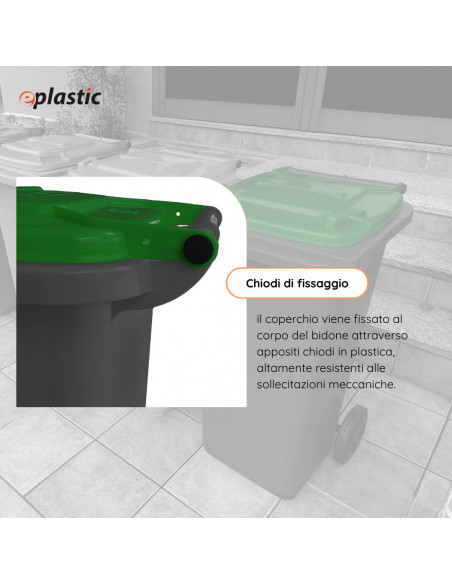 Bidone carrellato bicolor 240 litri per raccolta differenziata