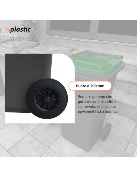 Bidone carrellato bicolor 240 litri per raccolta differenziata