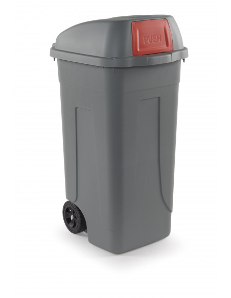 Bidone 100 litri con ruote e coperchio a campana per raccolta differenziata