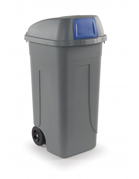 Bidone 100 litri con ruote e coperchio a campana per raccolta differenziata