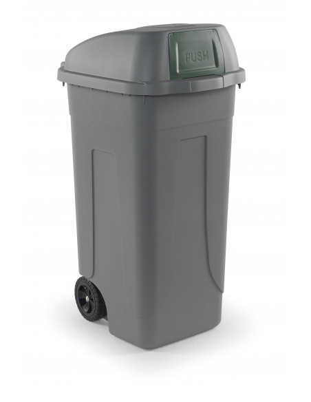 Bidone 100 litri con ruote e coperchio a campana per raccolta differenziata