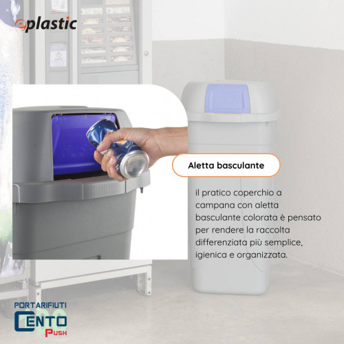 Bidone 100 litri con ruote e coperchio a...