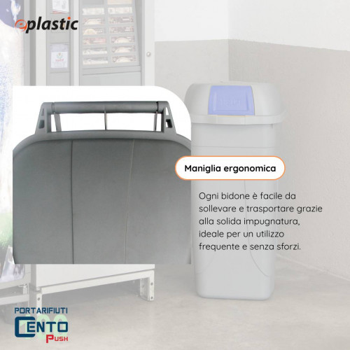 Bidone 100 litri con ruote e coperchio a...