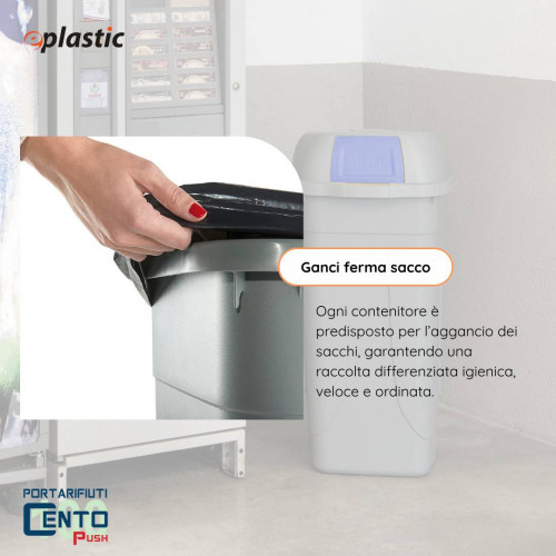 Bidone 100 litri con ruote e coperchio a...