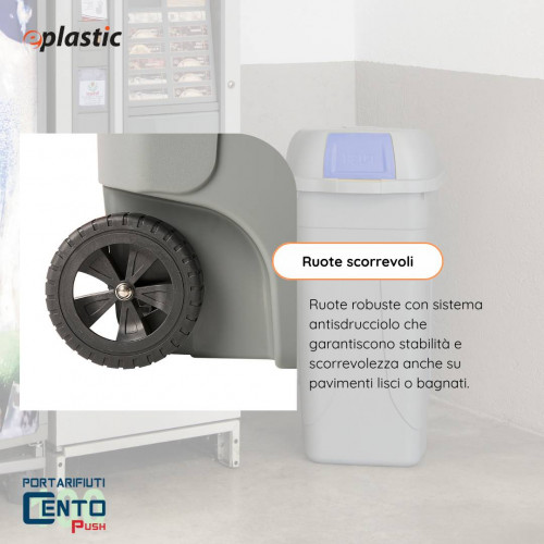 Bidone 100 litri con ruote e coperchio a...