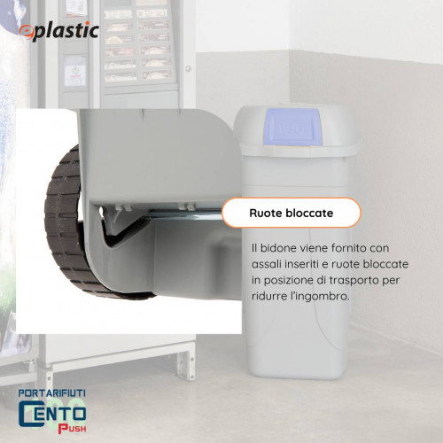 Bidone 100 litri con ruote e coperchio a...