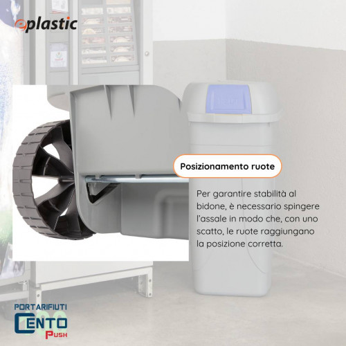 Bidone 100 litri con ruote e coperchio a...