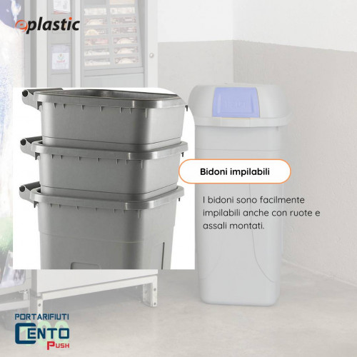 Bidone 100 litri con ruote e coperchio a...