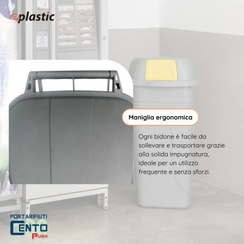 Bidone 100 litri con ruote e coperchio a...