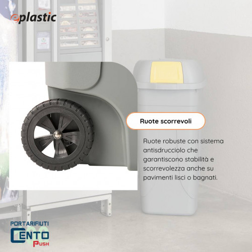 Bidone 100 litri con ruote e coperchio a...