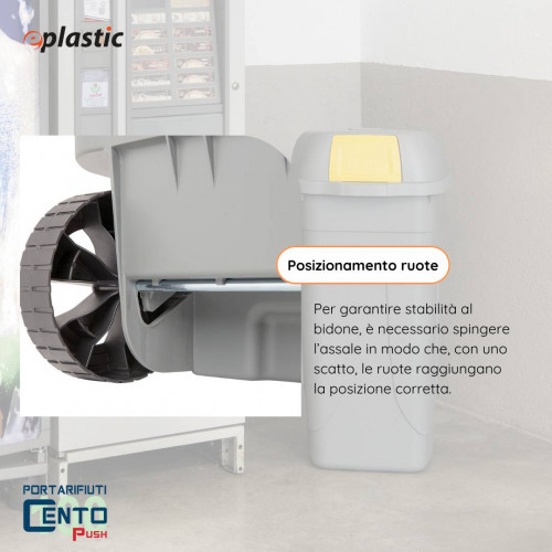 Bidone 100 litri con ruote e coperchio a...