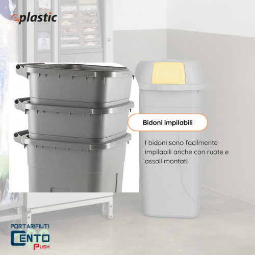 Bidone 100 litri con ruote e coperchio a...