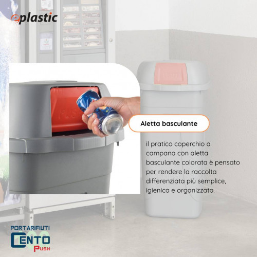 Bidone 100 litri con ruote e coperchio a...