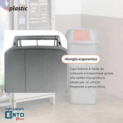 Bidone 100 litri con ruote e coperchio a...