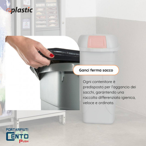 Bidone 100 litri con ruote e coperchio a...