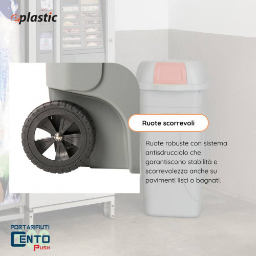 Bidone 100 litri con ruote e coperchio a...