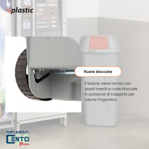 Bidone 100 litri con ruote e coperchio a...