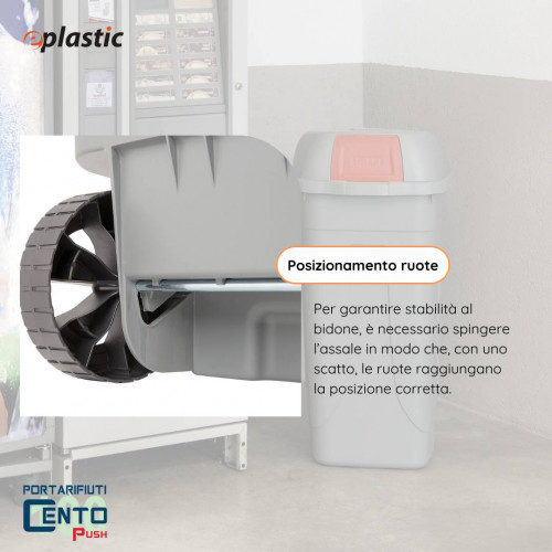 Bidone 100 litri con ruote e coperchio a...