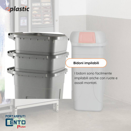 Bidone 100 litri con ruote e coperchio a...