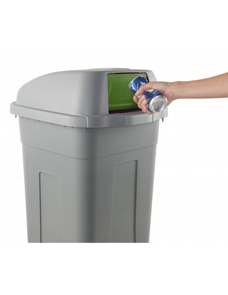 Bidone 100 litri con ruote e coperchio a campana per raccolta differenziata