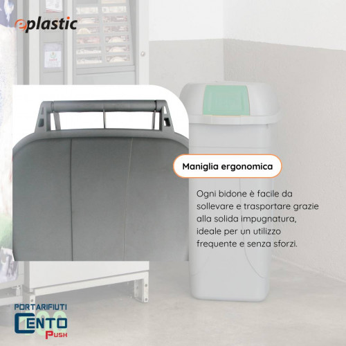 Bidone 100 litri con ruote e coperchio a...