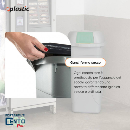 Bidone 100 litri con ruote e coperchio a...