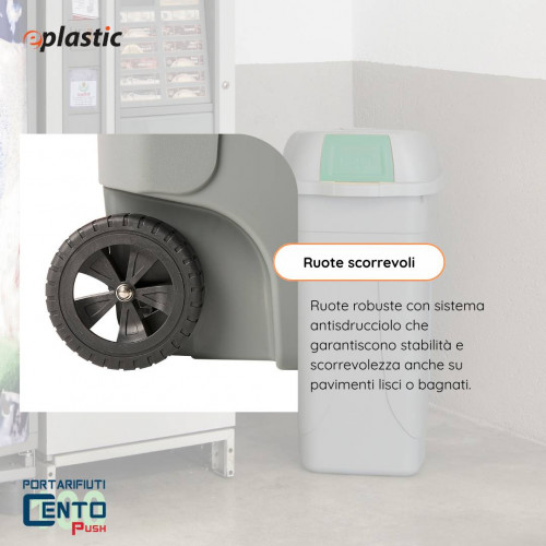 Bidone 100 litri con ruote e coperchio a...