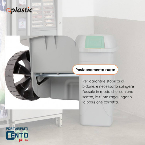 Bidone 100 litri con ruote e coperchio a...