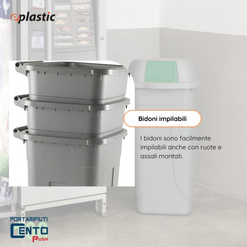 Bidone 100 litri con ruote e coperchio a...