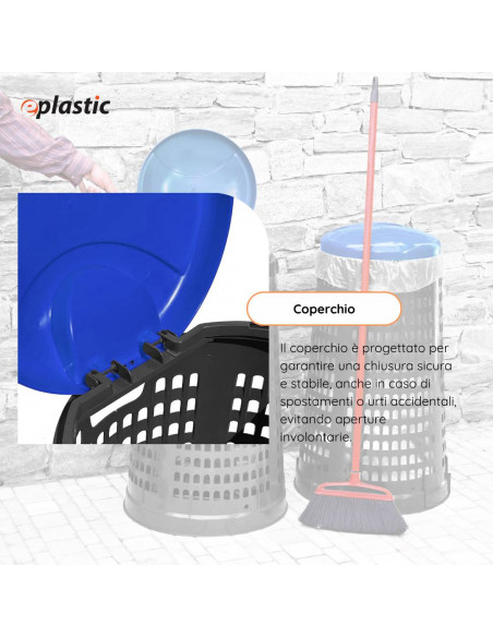 Trespolo bicolor portasacco 110 litri con fondo grigio e coperchio colorato per raccolta differenziata