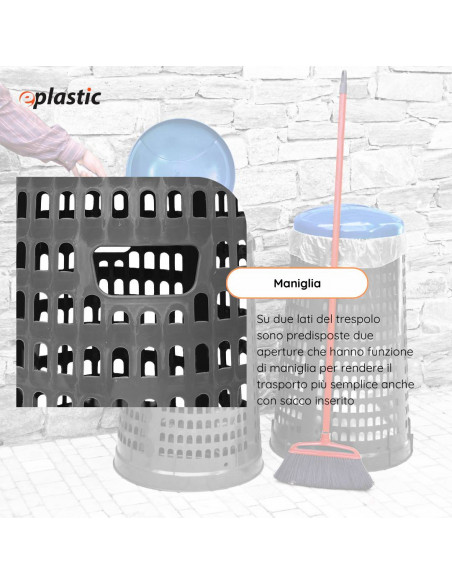 Trespolo bicolor portasacco 110 litri con fondo grigio e coperchio colorato per raccolta differenziata