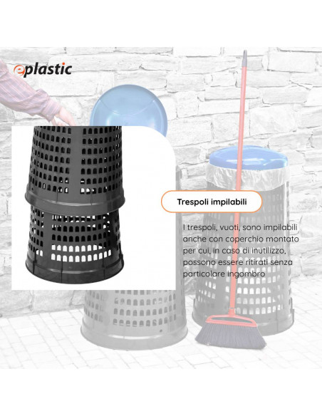 Trespolo bicolor portasacco 110 litri con fondo grigio e coperchio colorato per raccolta differenziata