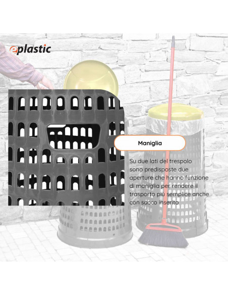 Trespolo bicolor portasacco 110 litri con fondo grigio e coperchio colorato per raccolta differenziata