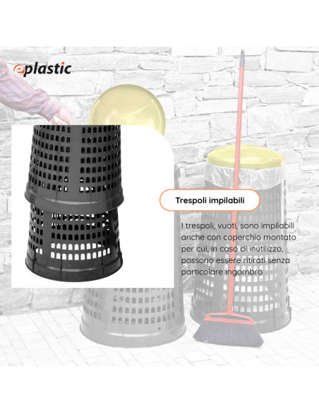 Trespolo bicolor portasacco 110 litri con fondo grigio e coperchio colorato per raccolta differenziata
