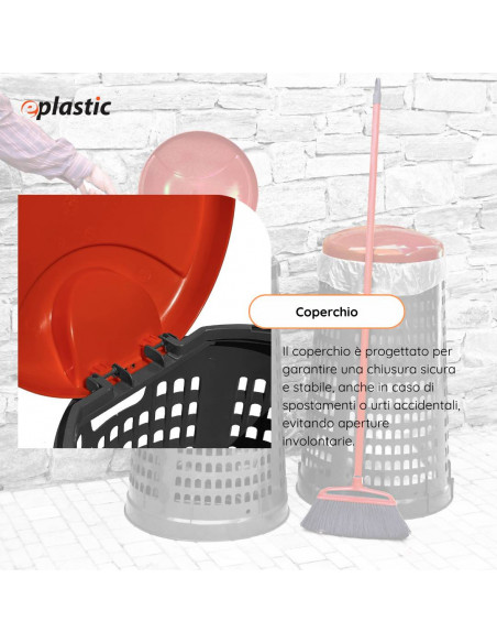 Trespolo bicolor portasacco 110 litri con fondo grigio e coperchio colorato per raccolta differenziata