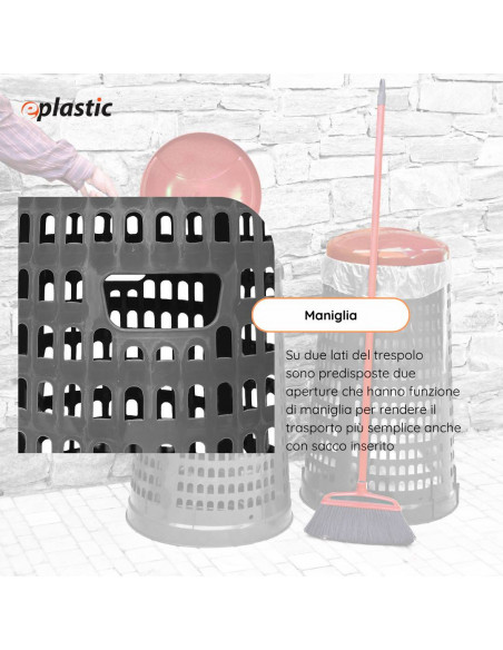 Trespolo bicolor portasacco 110 litri con fondo grigio e coperchio colorato per raccolta differenziata