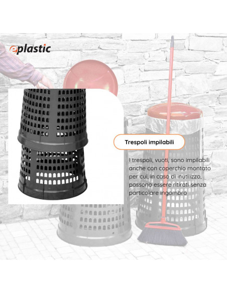 Trespolo bicolor portasacco 110 litri con fondo grigio e coperchio colorato per raccolta differenziata