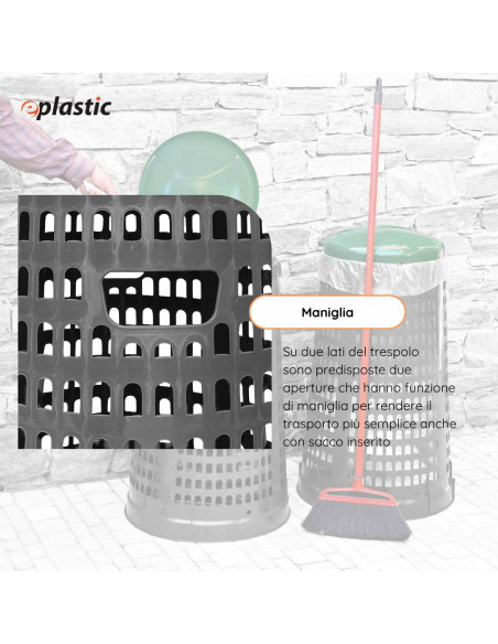 Trespolo bicolor portasacco 110 litri con fondo grigio e coperchio colorato per raccolta differenziata